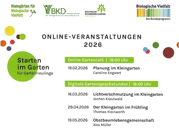 Vorschaubild der Webseite des Bundesprogramms Biologische Vielfalt mit einer Auflistung der Online-Veranstaltungen 2026